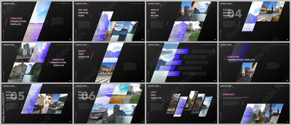 Wall mural minimal presentations design, portfolio vector templates with colorful gradient geometric background