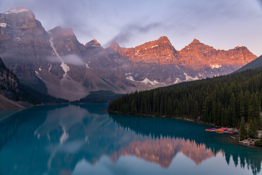 Moraine Lake at sunrise, Lake Louise, Canada