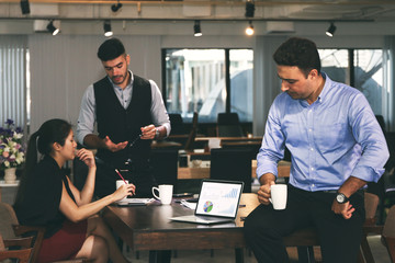 Executives Business people brainstorming and talking in meeting room, Professional leader discussion with team