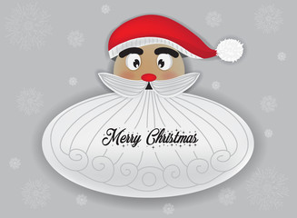 Santa Claus and a merry Christmas message on his mustache, paper-cut style - vector