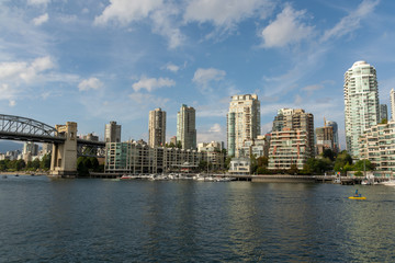 Fototapeta na wymiar View of downtown Vancouver from Granville Island, Canada