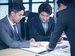 business people shaking hands finishing up meeting