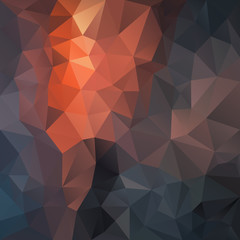 vector abstract irregular polygon square background - triangle low poly pattern - black, coal, brown, orange, spruce, graphite, flint, fog, smoke, fossil, fire color