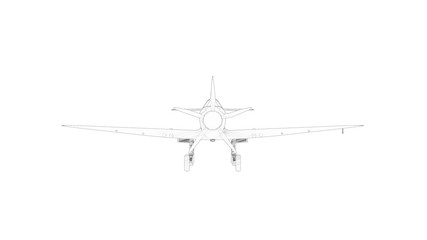 Fototapeta na wymiar 3d rendering multiple technical drawing views of a Spitfire