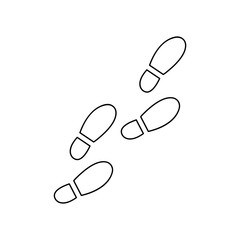 Trail of shoe print. Step by step sign icon. Footprint shoes symbol, flat, Outline style. Perfect Black pictogram illustration on white background.