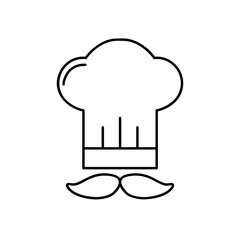 Chef with moustache (mustache) and toque line art vector icon. Modern, simple flat vector illustration for web site or mobile app