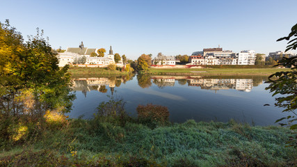 Cracow, View across the river of the historic city districts, Salvator
