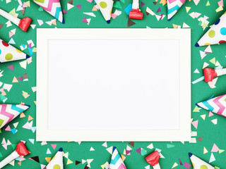 Blank card with different celebratory items