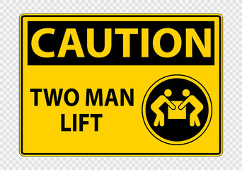 Two man lift Symbol Sign Isolate on transparent Background,Vector Illustration