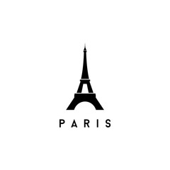 Fototapeta na wymiar Eiffel Tower Black Silhouette Logo Icon Vector Illustration