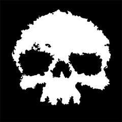 The silhouette of a human skull, like Jolly Roger. Concept: danger, pollution, poison.