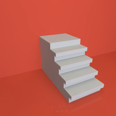 The steps of the pedestal in the red room