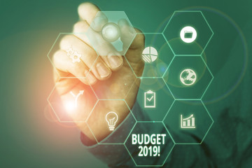 Handwriting text Budget 2019. Conceptual photo estimate of income and expenditure for current year Picture photo system network scheme modern technology smart device