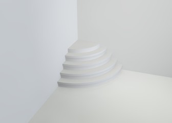 The steps of the pedestal in the gray room