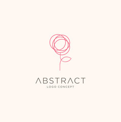 Obraz premium Rose Logo Line Design Illustration . Rose Flower Logo Design, Abstract Rose Line Art . Flower Logo Outline .