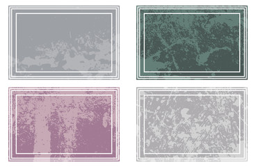 Set of templates of color rectangle retro vintage grunge frames for greetings, promotion and price. Vector elements with scratched effect  for posters, sites, web, shops, websites, labels, design.