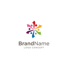 Fototapeta na wymiar Colorful People Group Team Logo Stock Vector Illustration . Community Logo Colorfull Logo Design Template
