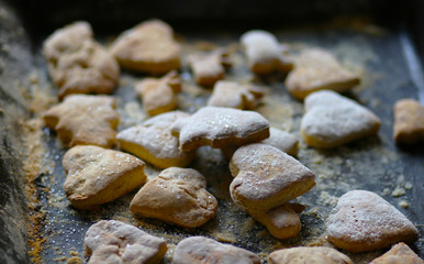 shortbread cookies on a baking sheet baked in the oven