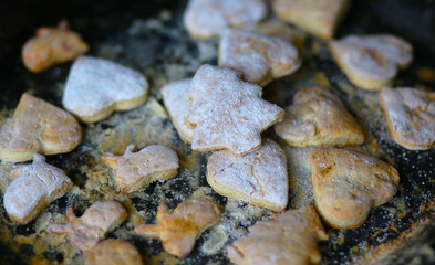 shortbread cookies on a baking sheet baked in the oven