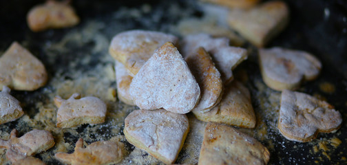 shortbread cookies on a baking sheet baked in the oven