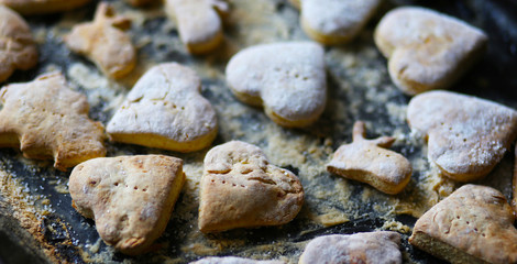 shortbread cookies on a baking sheet baked in the oven