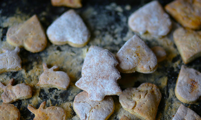 shortbread cookies on a baking sheet baked in the oven