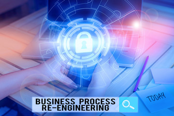 Handwriting text Business Process Re Engineering. Conceptual photo the analysis and design of workflows Picture photo system network scheme modern technology smart device