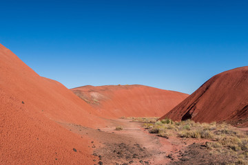 Fototapeta na wymiar Landscape of barren red hills in Petrified Forest National Park in Arizona