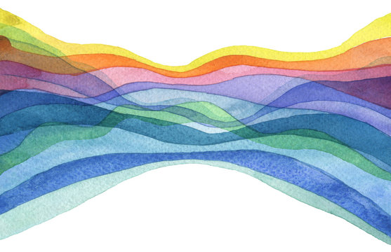 Fototapeta Abstract wave watercolor painted background. Paper texture. Isolated.