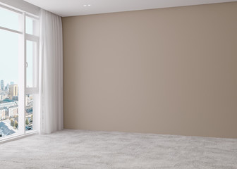 Realistic mock up of empty interior room apartment. 3d render