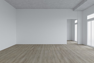 Realistic mock up of empty interior room apartment. 3d render