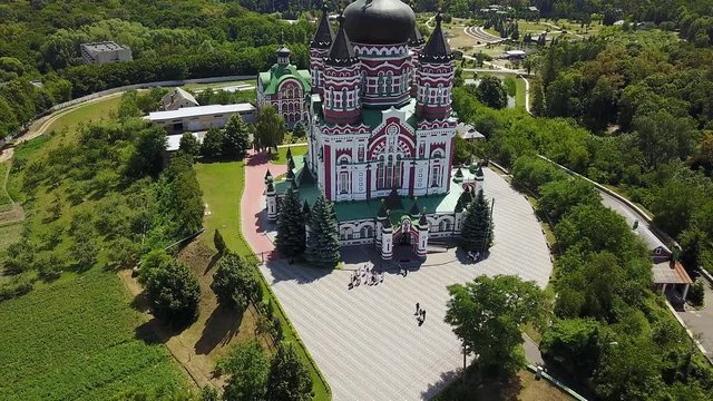 aerial view of Panteleimon's convent in Feofania, Panteleimon monastery in Kyiv, Aerial view of St. Panteleimon's Cathedral in Kiev
