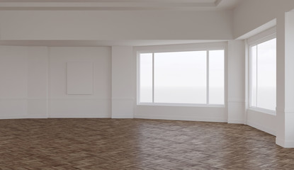 Realistic mock up of empty interior room apartment. 3d render