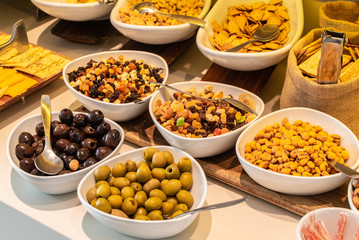 table with different kinds of snacks