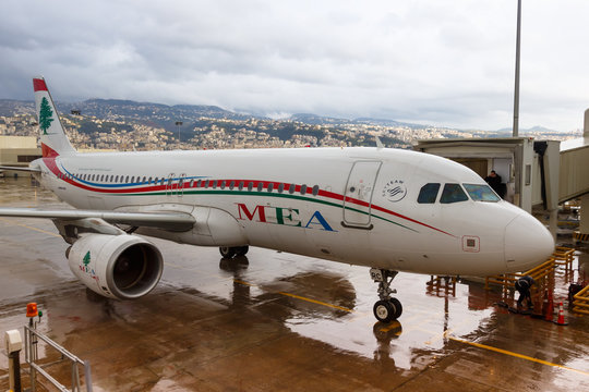 MEA Middle East Airlines Airbus A320 airplane Beirut airport
