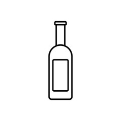 Wine Bottle Black Line Icon On White Background