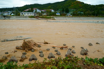 Flood damage caused by typhoon 19 