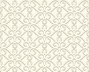 Vintage seamless pattern, ornamental wallpaper in pale colors, elegant background for website page or wedding invitation card