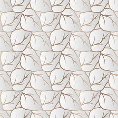 Abstract floral background, seamless pattern with golden leaves