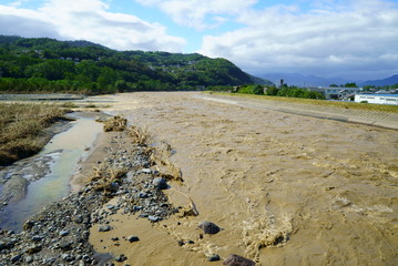Flood damage caused by typhoon 19 