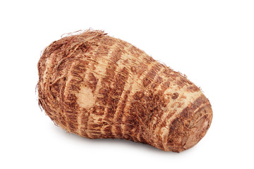 fresh taro root isolated on white background