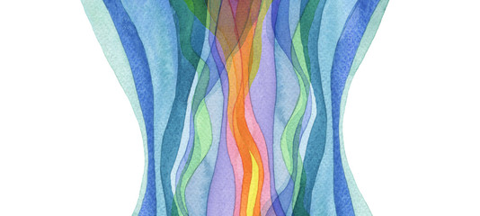 Abstract wave watercolor painted background. Paper texture. Isolated.