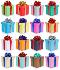 Birthday gifts christmas presents set collection group of isolated on white