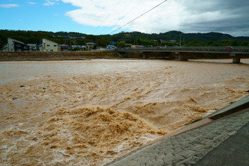 Flood damage caused by typhoon 19 