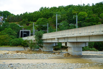Fototapeta premium Flood damage caused by typhoon 19 