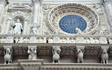 View of the Holy Cross Cathedral in Lecce, Italy