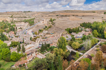 View of  Segovia suburbs with several churches, Spain