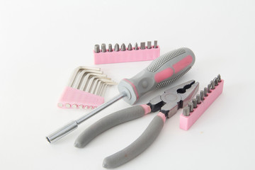 Pliers with screwdriver and hex wrench set and screwdriver heads