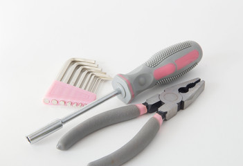 Pliers with screwdriver and hex wrench set and screwdriver heads