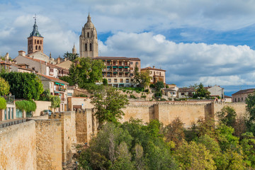 Fototapeta na wymiar Skyline of the old town of Segovia, Spain